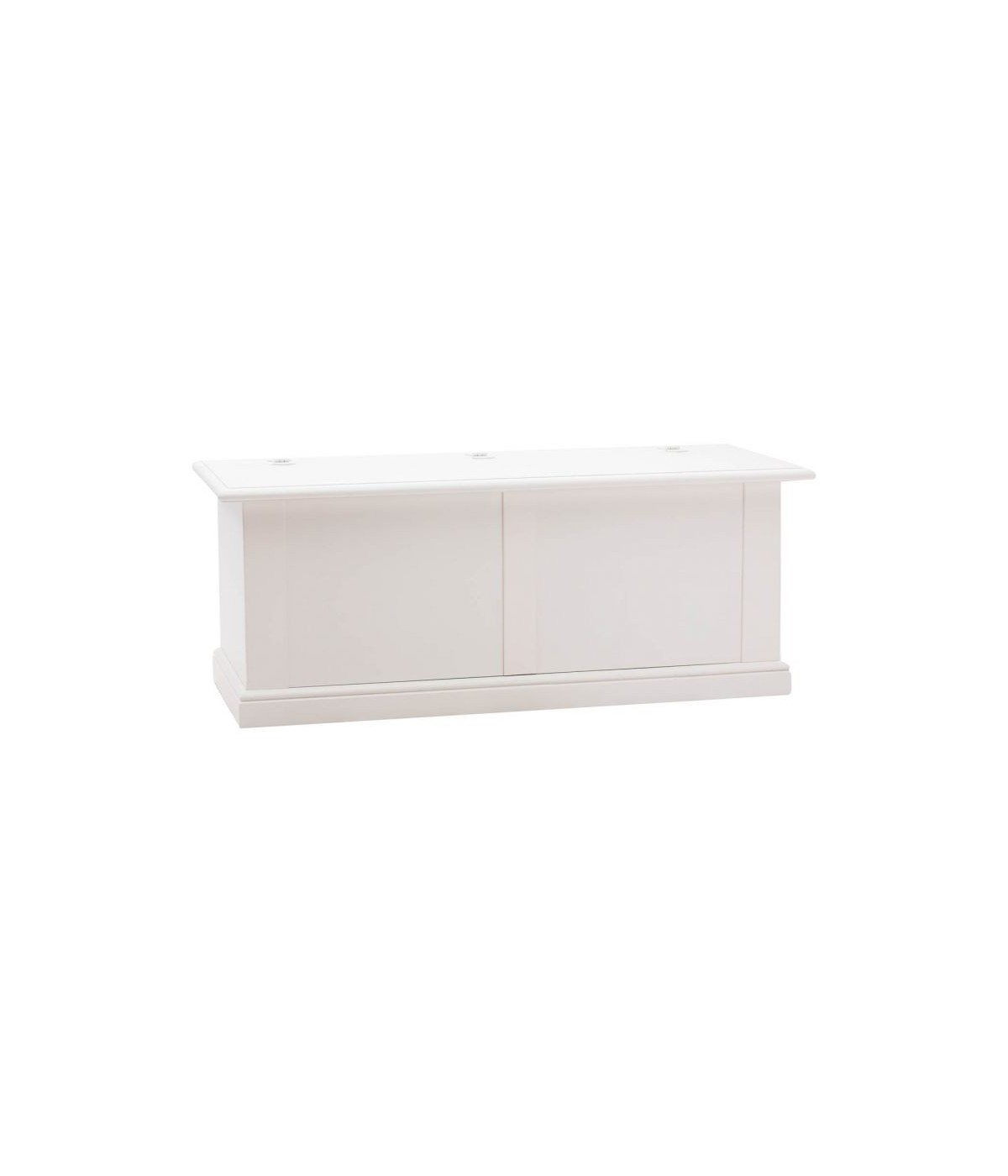 MOBILI 2G - Cassapanca in legno bianco shabby 120X42X50 vista frontale