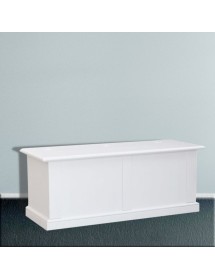 MOBILI 2G - Cassapanca in legno bianco shabby 120X42X50 vista frontale