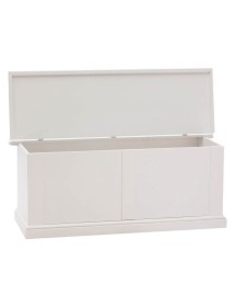 MOBILI 2G - Cassapanca in legno bianco shabby 120X42X50 vista frontale