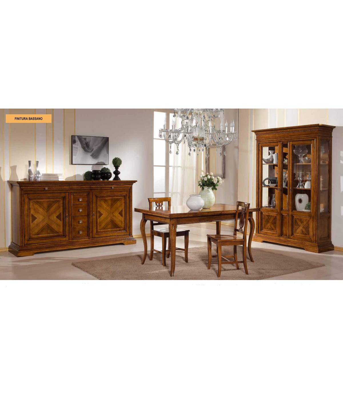 MOBILI 2G - SOGGIORNO ARTE POVERA INTARSIATA CROCE IN LEGNO TINTA NOCE