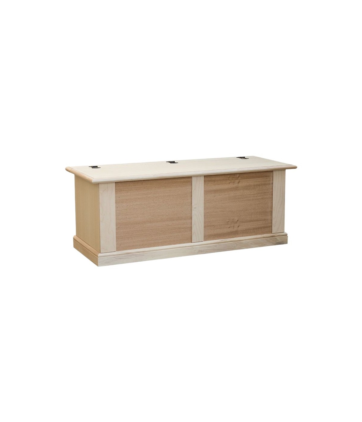 MOBILI 2G - Cassapanca arte povera in legno grezza L.120 P.42 H.50 vista frontale