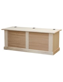 MOBILI 2G - Cassapanca arte povera in legno grezza L.120 P.42 H.50 vista frontale
