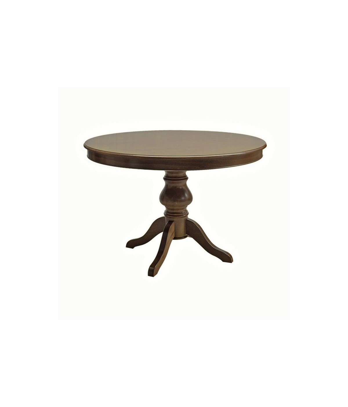 MOBILI 2G - Tavolo rotondo classico allungabile legno tinta noce 100x100x80 vista frontale