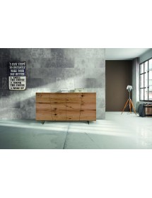 MOBILI 2G - MADIA CREDENZA IN LEGNO ROVERE NODATO SPAZZOLATO L.180X50X87 (891) vista frontale