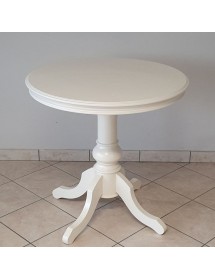 MOBILI 2G - Tavolo tavolino rotondo classico legno bianco 80x80x78 VISTA FRONTALE