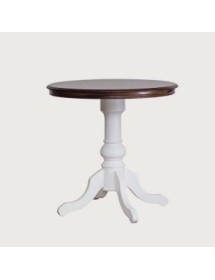 MOBILI 2G - Tavolo tavolino rotondo legno shabby bianco noce 80x80x78 VISTA FRONTALE