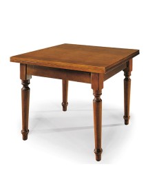 MOBILI 2G - TAVOLO NOCE GAMBA TORNITA 90X90 ALLUNGABILE A LIBRO VISTA FRONTALE