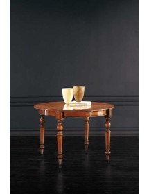 MOBILI 2G - Tavolo rotondo classico allungabile tornito legno bassano 120x120x80 vista frontale