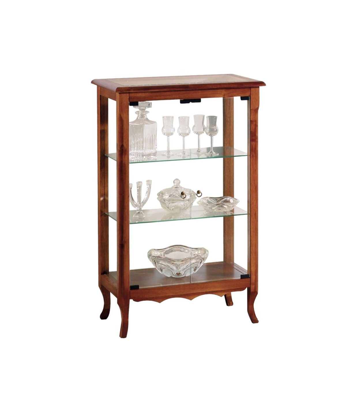 MOBILI 2G - Vetrina 2 ante vetro classica in Legno tinta noce 60X35X100 VISTA FRONTALE