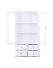 MOBILI 2G - Vetrina 2 ante 4 cassetti in Legno shabby bianco 90X40X160 vista frontale