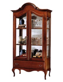 MOBILI 2G - vetrina sagomata classica 2 ante noce bassano104x45x196 VISTA FRONTALE