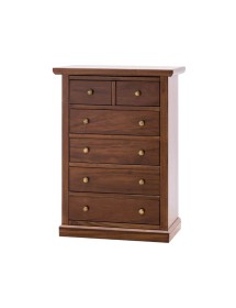 MOBILI 2G - Cassettiera 6 cassetti in legno arte povera tinta noce 63x37X93 vista frontale