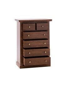 MOBILI 2G - Cassettiera 6 cassetti in legno arte povera tinta noce 63x37X93 vista frontale