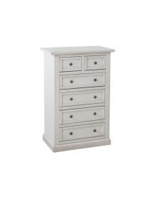 MOBILI 2G - Cassettiera 6 cassetti in legno shabby bianco anticato 62x37X93 vista frontale