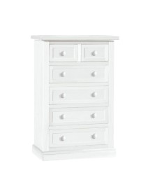 MOBILI 2G - Cassettiera 6 cassetti in legno shabby bianco 62x37X93 vista frontale