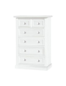 MOBILI 2G - Cassettiera 6 cassetti in legno shabby bianco 62x37X93 vista frontale