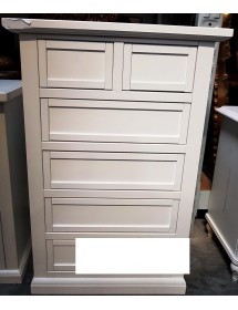 MOBILI 2G - Cassettiera 6 cassetti in legno shabby bianco 62x37X93 vista frontale