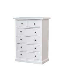 MOBILI 2G - Cassettiera 6 cassetti in legno shabby bianco 62x37X93 vista frontale