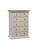 MOBILI 2G - Cassettiera 6 cassetti in legno shabby bianco naturale 62x37X93 VISTA FRONTALE