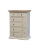 MOBILI 2G - Cassettiera 6 cassetti in legno shabby bianco naturale 62x37X93 VISTA FRONTALE