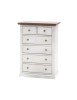 MOBILI 2G - Cassettiera 6 cassetti in legno shabby bianco anticato noce 62x37X93 VISTA FRONTALE