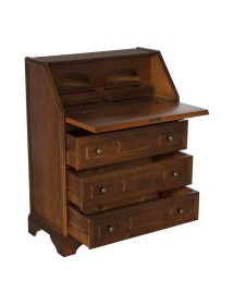 MOBILI 2G - Cassettiera classica 5 cassetti con ribalta legno tinta noce scuro 66x34X88 vista frontale