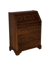 MOBILI 2G - Cassettiera classica 5 cassetti con ribalta legno tinta noce scuro 66x34X88 vista frontale