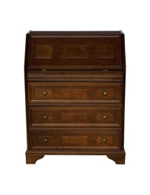 MOBILI 2G - Cassettiera classica 5 cassetti con ribalta legno tinta noce scuro 66x34X88 vista frontale