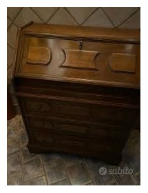 MOBILI 2G - Cassettiera classica 5 cassetti con ribalta legno tinta noce scuro 66x34X88 vista frontale