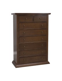 Cassettiera 8 cassetti in legno arte povera tinta noce 87x40X126 vista frontale