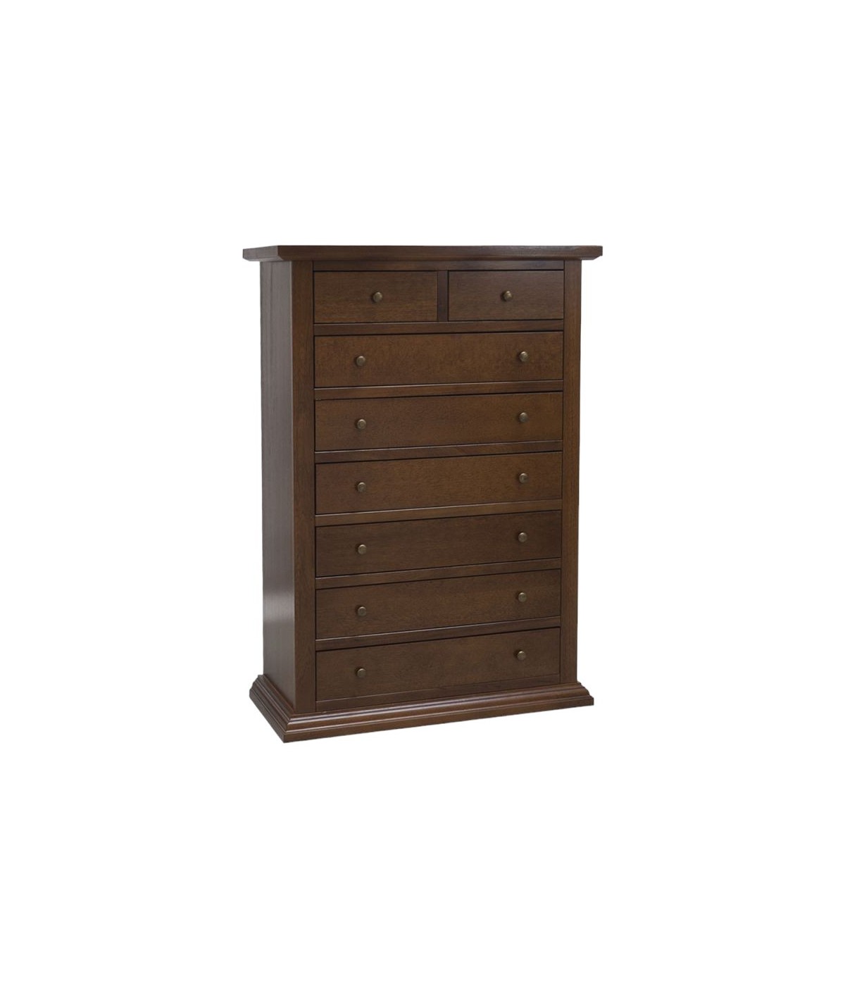 Cassettiera 8 cassetti in legno arte povera tinta noce 87x40X126 vista frontale