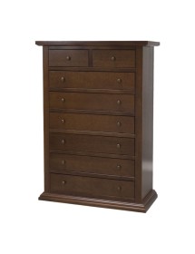 Cassettiera 8 cassetti in legno arte povera tinta noce 87x40X126 vista frontale