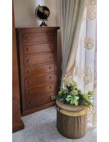 MOBILI 2G - Cassettiera 7 cassetti in legno arte povera tinta noce 70x40X120 vista frontale