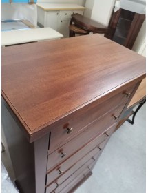 MOBILI 2G - Cassettiera 7 cassetti in legno arte povera tinta noce 70x40X120 vista frontale