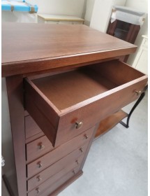 MOBILI 2G - Cassettiera 7 cassetti in legno arte povera tinta noce 70x40X120 vista frontale