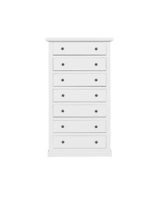 MOBILI 2G - Cassettiera 7 cassetti in legno shabby bianco 68x40X125 vista frontale