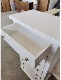 MOBILI 2G - Cassettiera 7 cassetti in legno shabby bianco 68x40X125 vista frontale