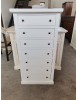 MOBILI 2G - Cassettiera 7 cassetti in legno shabby bianco 68x40X125 vista frontale