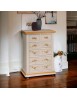 MOBILI 2G - Cassettiera 6 cassetti in legno shabby bianco anticato decorato 62x37X93 vista frontale
