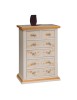 MOBILI 2G - Cassettiera 6 cassetti in legno shabby bianco anticato decorato 62x37X93 vista frontale