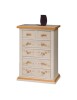 MOBILI 2G - Cassettiera 6 cassetti in legno shabby bianco anticato decorato 62x37X93 vista frontale