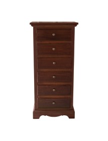 MOBILI 2G - Cassettiera arte povera 6 cassetti in legno tinta noce 50x35X105 vista frontale