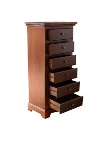 MOBILI 2G - Cassettiera arte povera 6 cassetti in legno tinta noce 50x35X105 vista frontale