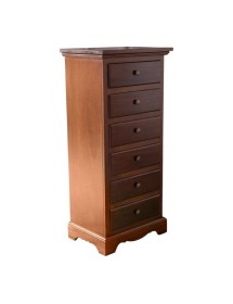 MOBILI 2G - Cassettiera arte povera 6 cassetti in legno tinta noce 50x35X105 vista frontale