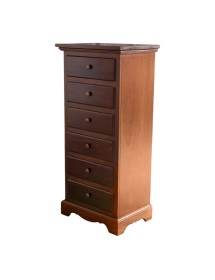 MOBILI 2G - Cassettiera arte povera 6 cassetti in legno tinta noce 50x35X105 vista frontale