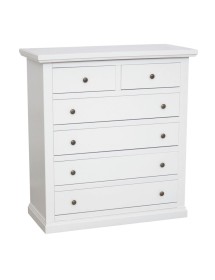 Cassettiera 6 cassetti legno shabby bianco pomolo bronzo 86x40X96 VISTA FRONTALE