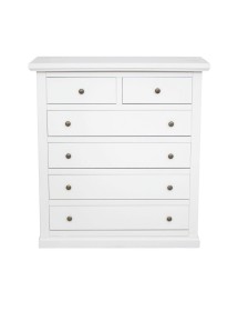 Cassettiera 6 cassetti legno shabby bianco pomolo bronzo 86x40X96 VISTA FRONTALE