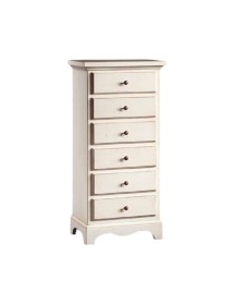 MOBILI 2G - Cassettiera 6 cassetti in legno shabby chic bianco 50x35X105 vista frontale