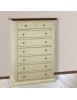 MOBILI 2G - Cassettiera 8 cassetti in legno shabby avorio anticato noce 87x40X125 VISTA FRONTALE