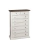 MOBILI 2G - Cassettiera 8 cassetti in legno shabby bianco e noce 87x40X125 vista frontale